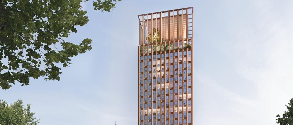 So sieht das Architekturbüro Dorte Mandrup aus Kopenhagen das neue Hochhaus an der Jannowitzbrücke. 