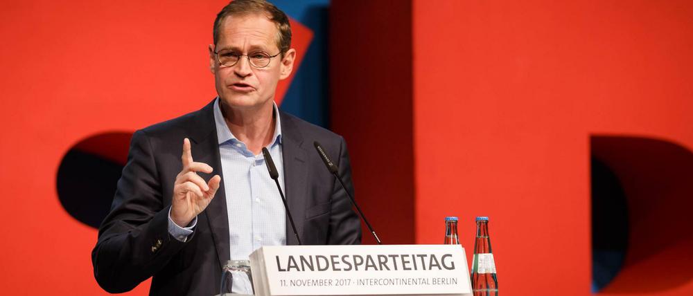 Parteivorsitzender und Regierender Bürgermeister: Michael Müller beim Landesparteitag.