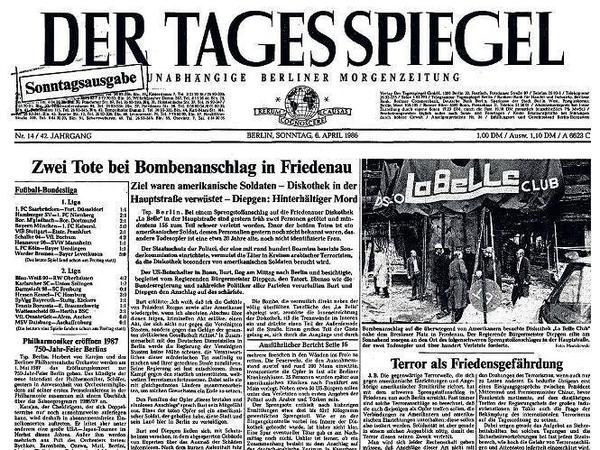 Nüchtern. Die Nachricht vom Bombenanschlag in Friedenau wurde 1986 ziemlich sachlich aufgenommen. Auch im Tagesspiegel. 