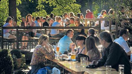 Trinken und trinken lassen. In vielen Berliner Biergärten – hier das Café am Neuen See im Tiergarten – kann man den Sommer aus vollen Krügen genießen. 