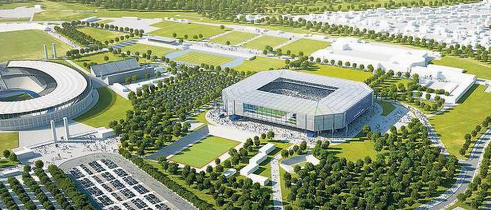 Sportsenator Andreas Geisel und Staatssekretär Christian Gaebler lehnen die Neubaupläne für ein Fußballstadion ab. 