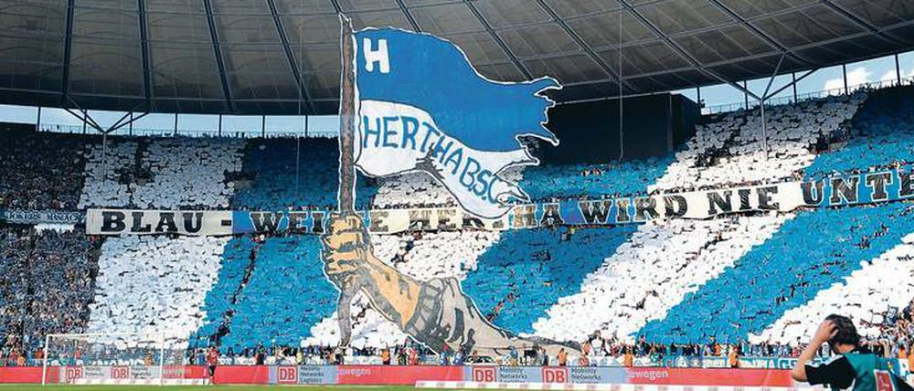 Wieder an der Spitze. Am 6. August 2011  feierten die Hertha-Fans die Rückkehr ihres Vereins in die 1. Bundesliga. Foto: Rainer Jensen/dpa