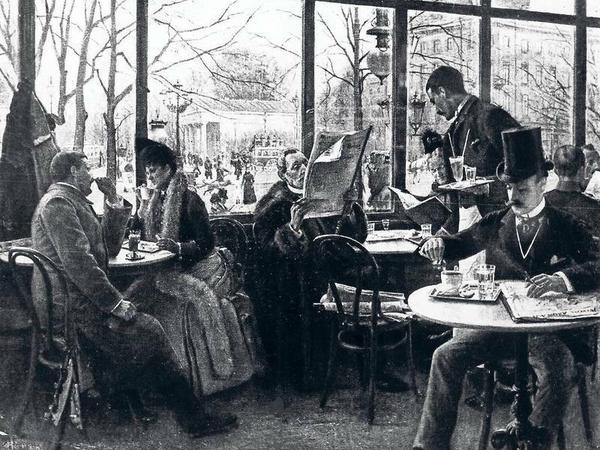  Poetisches Trinken. Das Café Josty am Potsdamer Platz im 19. Jahrhundert. Heinrich Heine besuchte es zuweilen.