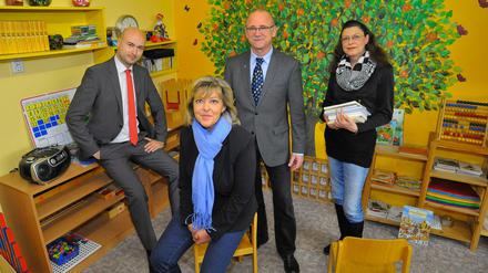 Ausgezeichnet: Robert Ehrenpfordt, Marion Schulze, Michael Witte und Liane Merkel (v.l.n.r.) von den Kindergärten Nordost.