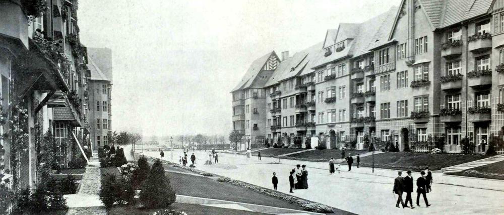 Gartenstadt. An der Landauer Straße in Wilmersdorf entsteht 1911 das neue Rheingauviertel mit Häusern im Landhausstil und großzügigen Vorgärten.