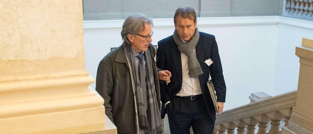 Es geht langsam aufwärts: Finanzsenator Ulrich Nußbaum (rechts) und sein designierter Nachfolger Matthias Kollatz-Ahnen.