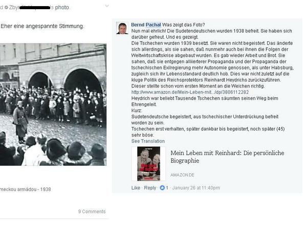 "Heydrich war beliebt": Bernd Pachal bei Facebook über den "Schlächter von Prag".