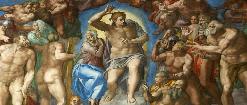 So stellte sich Michelangelo das jüngste Gericht vor. Das Fresko findet sich in der Sixtinischen Kapelle.