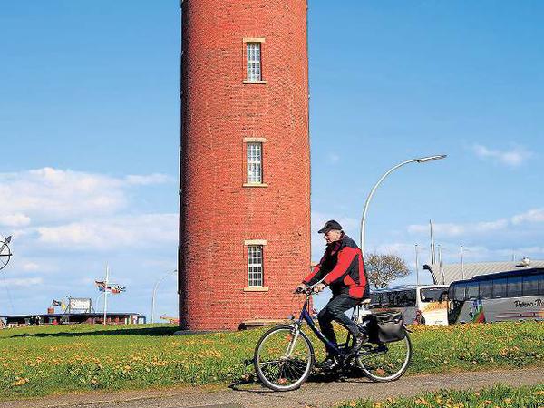 Wahrzeichen. Der Hamburger Leuchtturm in Cuxhaven.