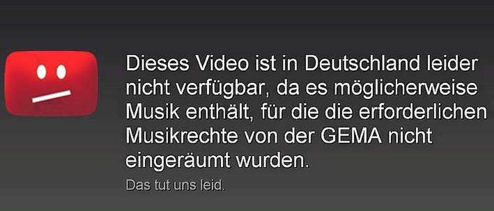 Diese Meldung kennen die deutschen Youtube-Nutzer nur zu gut.