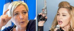 Sie hatten oft Zoff miteinander, jetzt treffen sie sich auf ein Getränk: Links Marine Le Pen, Chefin der rechtsextremen Partei Front National und Popstar Madonna (rechts).