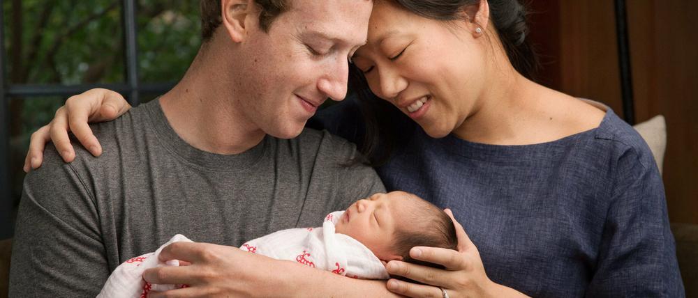 Mark Zuckerberg und seine Frau Priscilla Chan mit ihrer Tochter Max 