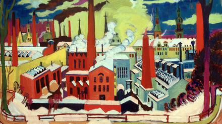 Chemnitzer Maschinenfabriken. Ernst Ludwig Kirchner malte das Bild 1926. 