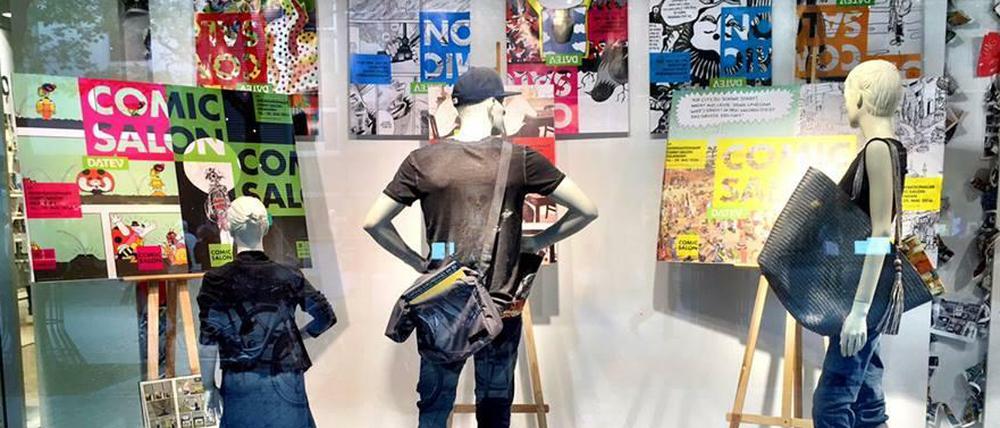 Ein Kaufhaus hatte während des Comic-Salons sein Schaufenster mit einer thematisch passenden Installation geschmückt.