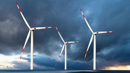 Offshore-Windpark bei Borkum.  Neun Länder peilen 300 Gigawatt Offshore-Leistung bis 2050 an.
