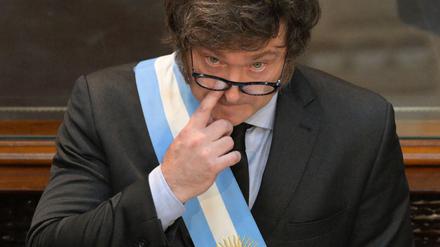 Argentiniens Präsident Javier Milei im Parlament