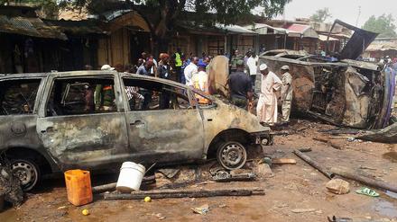 Die Folgen einer Explosion nach einem Anschlag 2014 in Gombe. 