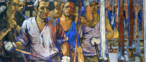 Im Jahr 1961 malte Walter Dötsch das Bild „Brigade Nicolai Mamai, Schmelzer Nationalpreisträger Hübner hilft seinen Kollegen“.