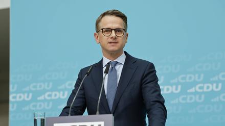 Carsten Linnemann im März bei einer Pressekonferenz der CDU im Konrad Adenauer Haus.