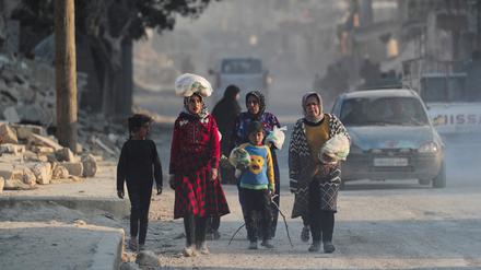 Die von den Rebellen kontrollierte nordsyrische Stadt Jindires ist im Februar von schweren Erdbeben getroffen worden. 