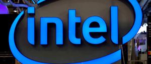 FILE PHOTO: Intel's logo is pictured during preparations at the CeBit computer fair, which will open its doors to the public on March 20, at the fairground in Hanover, Germany, March 19, 2017.  REUTERS/Fabian Bimmer/File Photo
