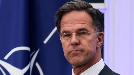 Der niederländische Premierminister Mark Rutte nimmt am 27. Juni 2023 an einer Pressekonferenz mit dem Nato-Generalsekretär in Den Haag teil. 