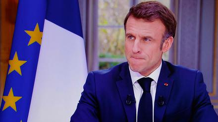 Emmanuel Macron bei einem TV-Interview im französischen Fernsehen.