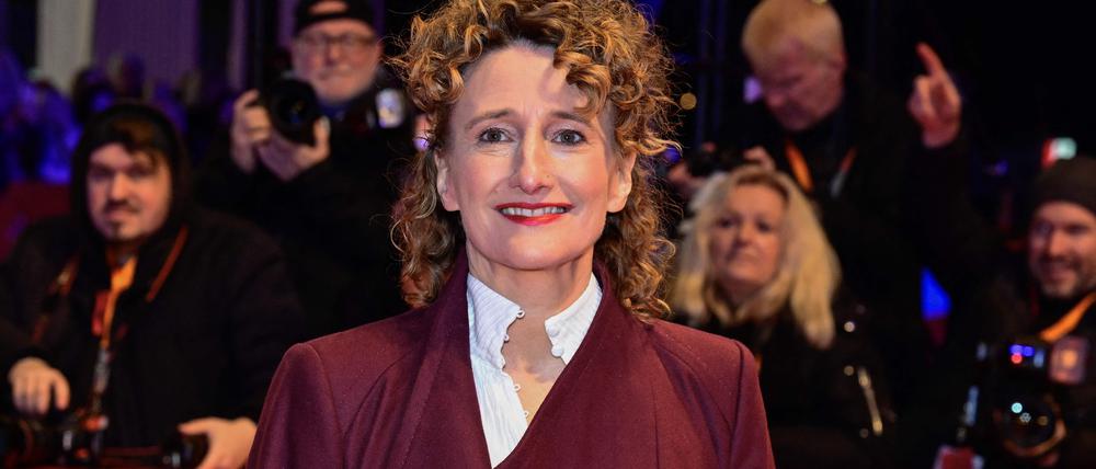 Tricia Tuttle, upcoming Berlinale director, poses on the red carpet ahead of the awards ceremony of the 74th Berlinale International Film Festival, on February 24, 2024 in Berlin. (Photo by Tobias SCHWARZ / AFP)