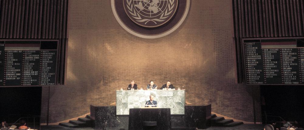 Willy Brandt sprach am 26. September 1973 als erster deutscher Bundeskanzler vor den Vereinten Nationen.