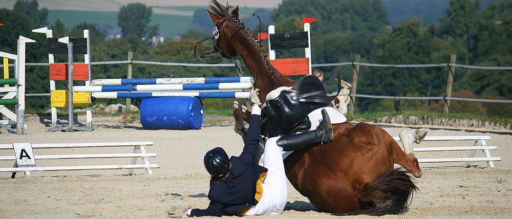 Wenn Pferd und Reiter stürzen, kann das schwerwiegende Folgen haben.
