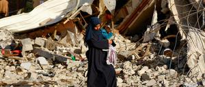 Szene der Zerstörung in Khan Younis im südlichen Gazastreifen.