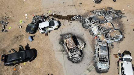 Zerstörung auf der Gelände des Supernova-Festivals nach dem Anschlag der Hamas.