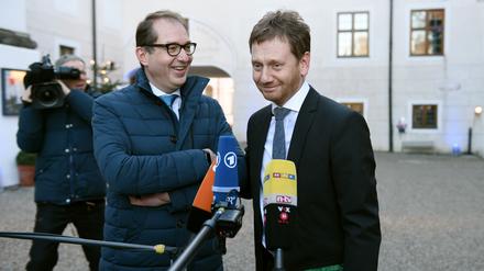 Sind sich einig: der Ministerpräsident von Sachsen, Michael Kretschmer (CDU), und CSU-Landesgruppenchef Alexander Dobrindt (links) im Jahr 2018.