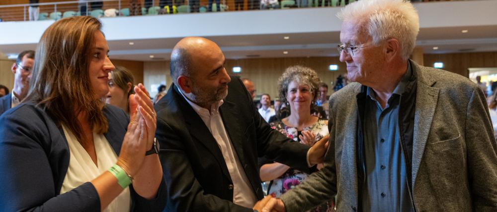 Omid Nouripour und Winfried Kretschmann wollen, dass die Grünen wieder als pragmatische Partei gelten.