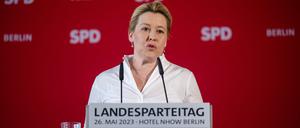 Franziska Giffey, Landesvorsitzende der SPD Berlin, spricht beim Landesparteitag der Berliner SPD.