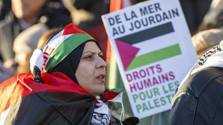 Menschenrechte für die Palästinenser – vom Meer bis zum Jordan: Plakat auf einer Demo in der Schweiz.