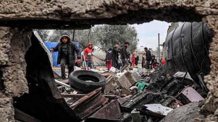 Zerstörtes Gelände in Rafah im südlichen Gazastreifen.