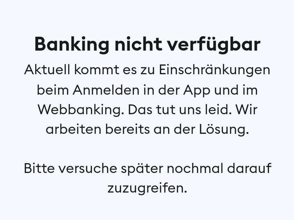 In der DKB-App ist der Zugang zum Onlinebanking aktuell nicht möglich.