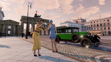 Ansicht eine Virtual-Reality-Anwendung der Firma Timetravel.Berlin: So könnte der Pariser Platz in den 1920er-Jahren ausgesehen haben.