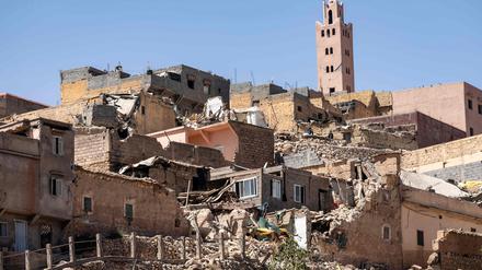 Zerstörte Häuser in Marokko.