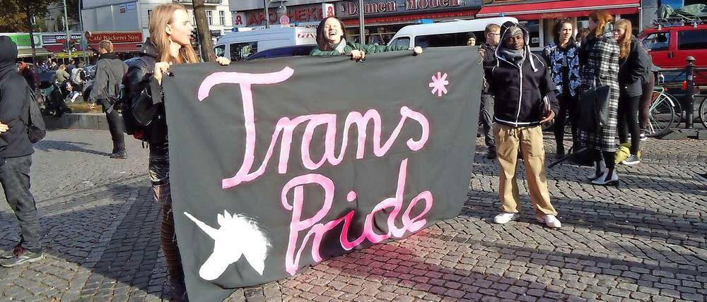 Eine Demonstration gegen die Diskriminierung von Transsexuellen in Berlin.