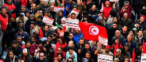 Demonstranten in Tunesien am 4. März 2023.