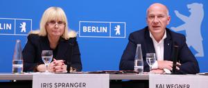 Mussten sich wegen fehlender Gelder Kritik gefallen lassen: Innensenatorin Iris Spranger (SPD) und Regierungschef Kai Wegner (CDU). 