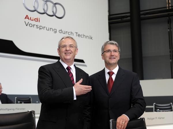 Der ehemalige VW-Chef Martin Winterkorn (links) mit Audi-Vorstandschef Rupert Stadler. 