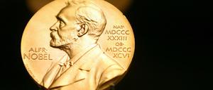 Eine Medaille mit dem Konterfei von Alfred Nobel. Sie ist im Nobel Museum zu sehen.