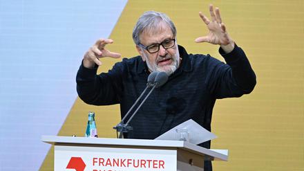 Slavoj Zizek, slowenischer Philosoph, spricht während der Eröffnungsfeier der Frankfurter Buchmesse.