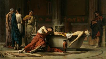 Selbstmord auf Befehl. "Der Tod des Seneca" (1871): Gemälde von Manuel Dominguez Sánchez, zu sehen im Prado von Madrid.
