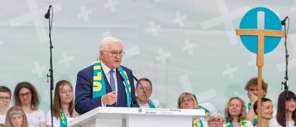 Bundespräsident Frank-Walter Steinmeier rief in seiner Rede zum Zusammenhalt auf, um der Klimakrise zu begegnen. 