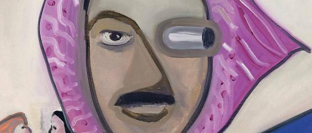 Verkehrt. Unter dem Titel „Er nahm das Kopftuch“ entstand 2016 dieses Gemälde von Katrin Plavcak. Die Künstlerin forderte so Solidarität mit Frauen. 