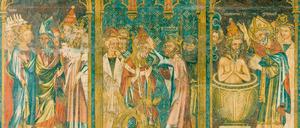 Szenen aus dem Leben Kaiser Konstantins in einem Fenster im Kölner Dom: 